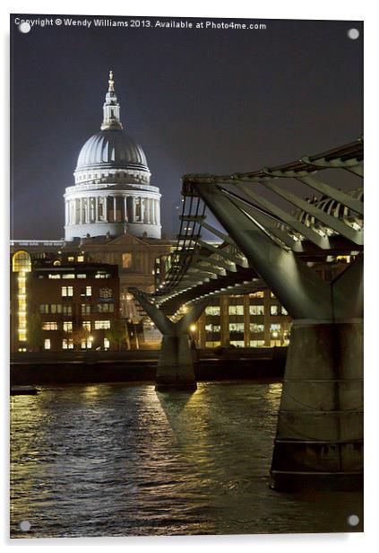 St Pauls at Night Acrylic by Wendy Williams CPAGB