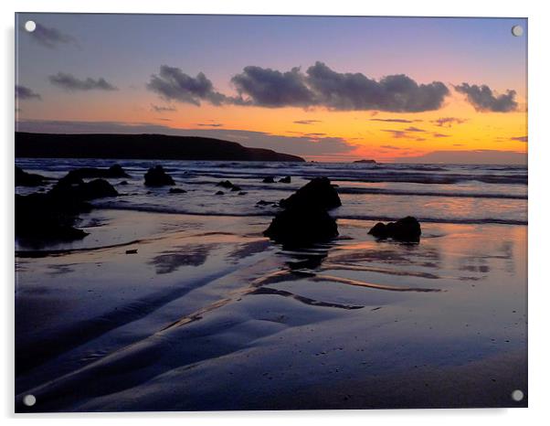  Broadhaven Sunset Acrylic by Wendy Williams CPAGB
