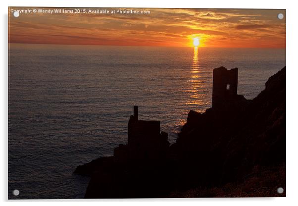  Botallack Mine Sunset Acrylic by Wendy Williams CPAGB