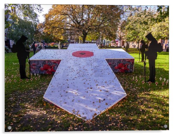 Nantwich Churchyard Remembrance Day Cross Acrylic by Wendy Williams CPAGB