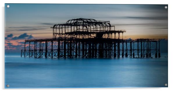 Evening Light on West Pier Brighton Acrylic by Wendy Williams CPAGB