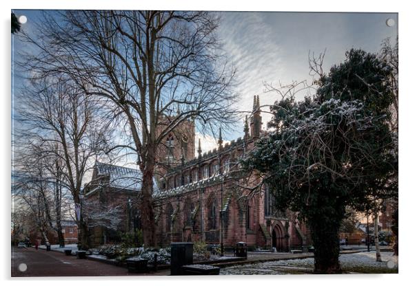 Nantwich Church in Winter Acrylic by Wendy Williams CPAGB