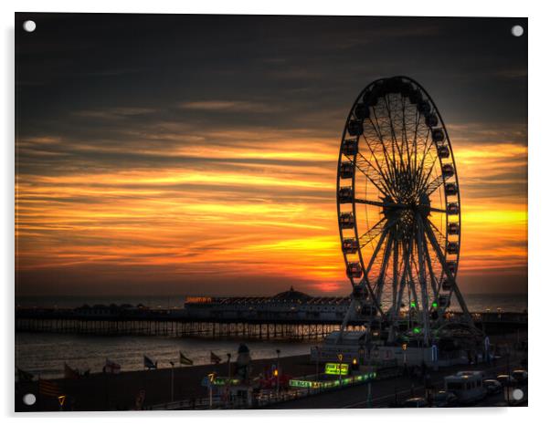 Brighton Wheel Sunset Acrylic by Wendy Williams CPAGB