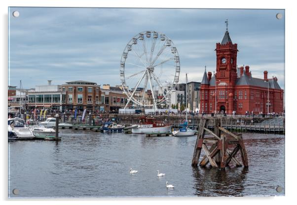 Cardiff Quay from Waterfront Park Acrylic by Wendy Williams CPAGB