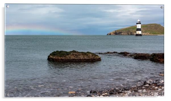 Majestic Rainbow over Penmon Lighthouse Acrylic by Wendy Williams CPAGB