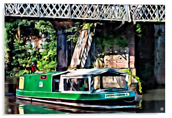 Green Barge Acrylic by Paul Stevens