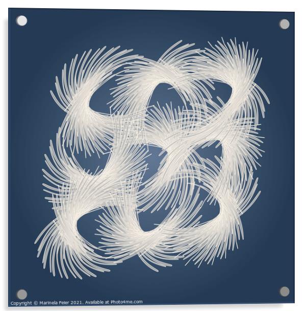 White flying feathers Acrylic by Marinela Feier