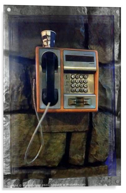 Old Street Telephone Acrylic by Marinela Feier