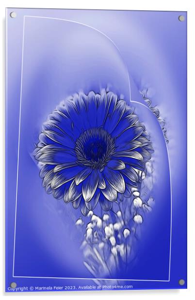 Blue flower Acrylic by Marinela Feier