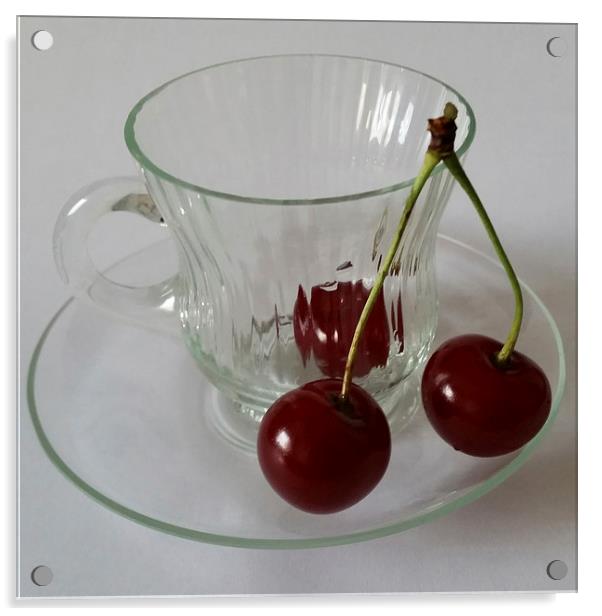  Cherries in a cup     Acrylic by Marinela Feier