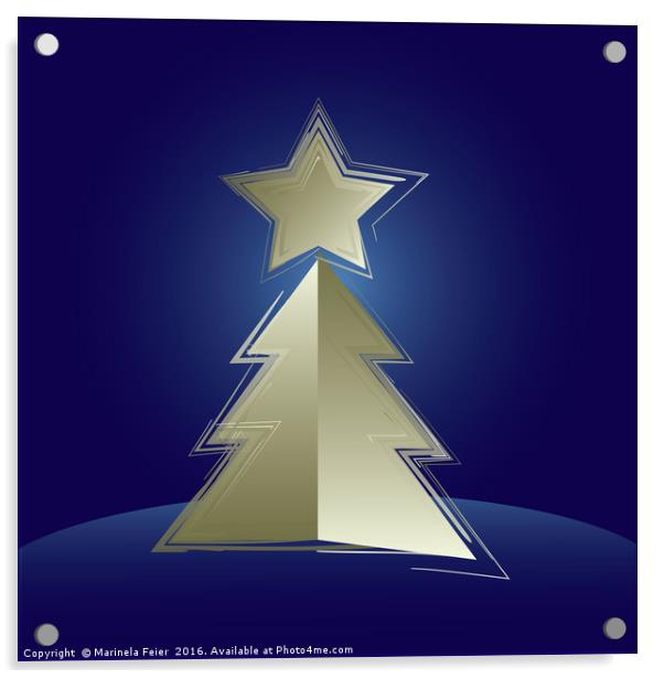 golden Christmas tree Acrylic by Marinela Feier