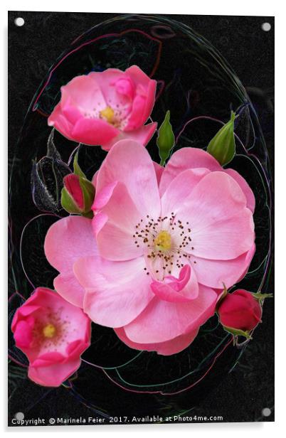 tiny rosebud opens Acrylic by Marinela Feier