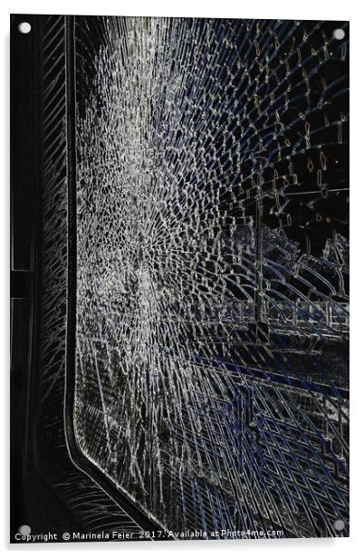 broken train window  Acrylic by Marinela Feier