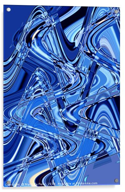 waves of roads in blue Acrylic by Marinela Feier