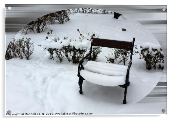New snow on the armchair Acrylic by Marinela Feier