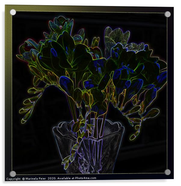 Vase with freesia Acrylic by Marinela Feier