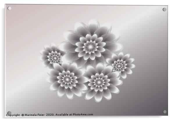 Silver petals bouquet Acrylic by Marinela Feier