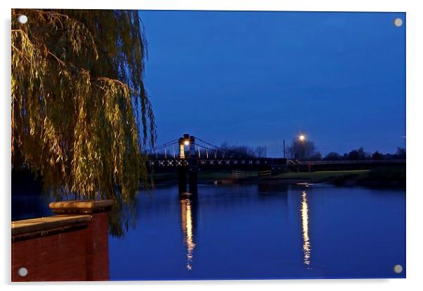 The ferry bridge at night Acrylic by leonard alexander