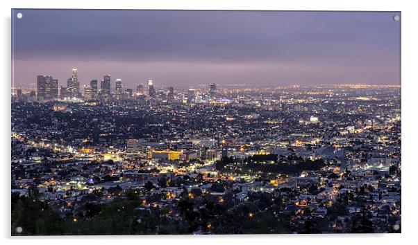 Los Angeles At Night From The Griffith Park Observ Acrylic by Belinda Greb