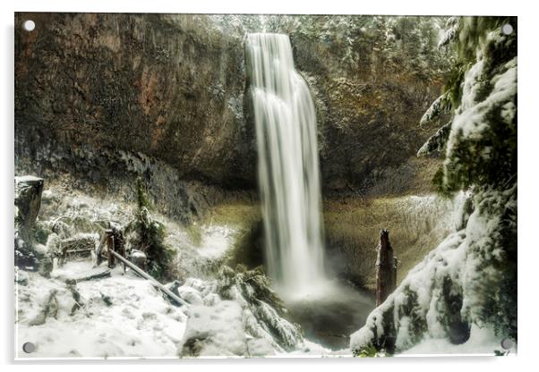 Salt Creek Falls on a Winter's Day Acrylic by Belinda Greb
