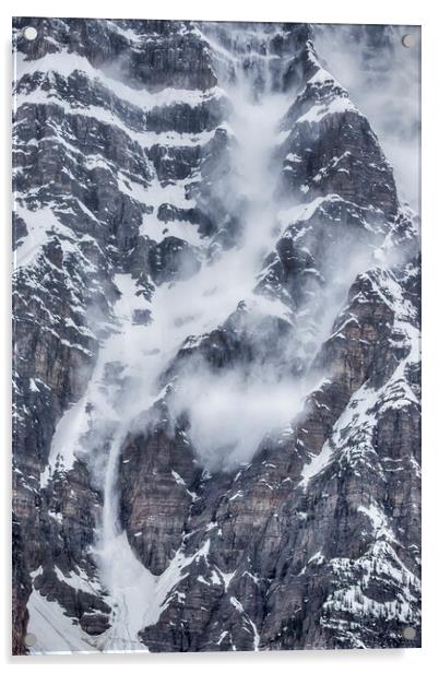 Mini Avalanche Above Waterfowl Lake, No. 1 Acrylic by Belinda Greb