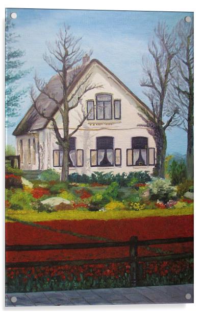 Tulip Cottage Acrylic by Martin Howard