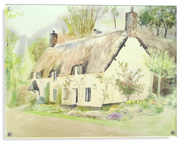 Picturesque Dunster Cottage Acrylic by Martin Howard