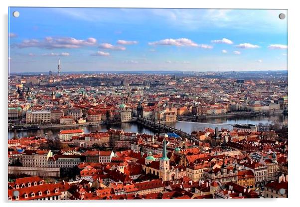 Prague Cityscape Acrylic by Richard Cruttwell