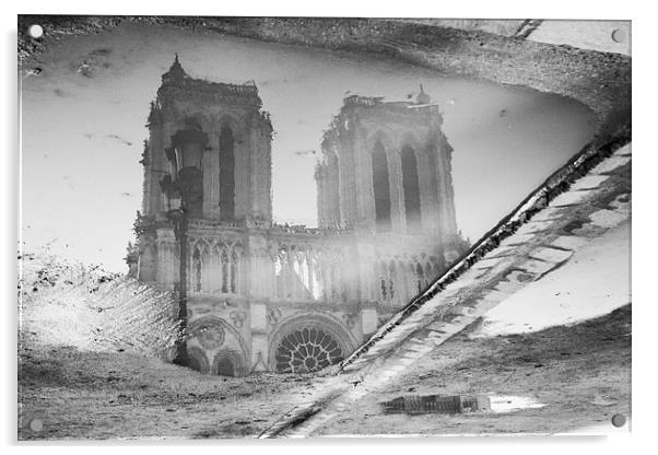 Notre Dame Reflection Acrylic by Richard Cruttwell