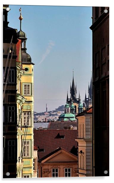 Prague Cityscape Acrylic by Richard Cruttwell