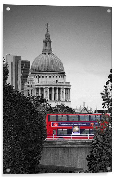 Bus and St Pauls Cathedral Acrylic by Scott Anderson