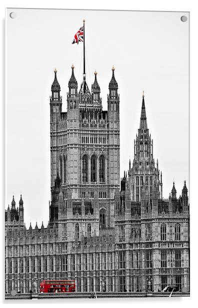 Houses of Parliament and London Bus Acrylic by Scott Anderson