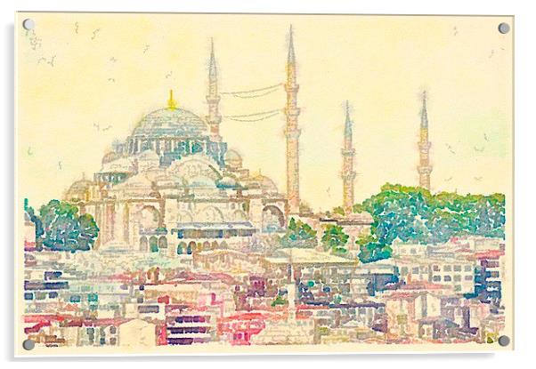  Blue Mosque, Istanbul, Turkey Acrylic by Scott Anderson