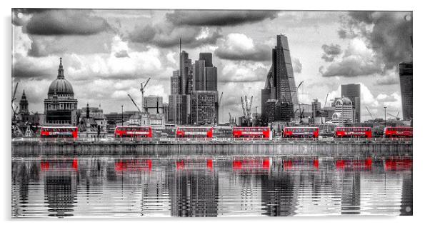  Seven London Buses Acrylic by Scott Anderson