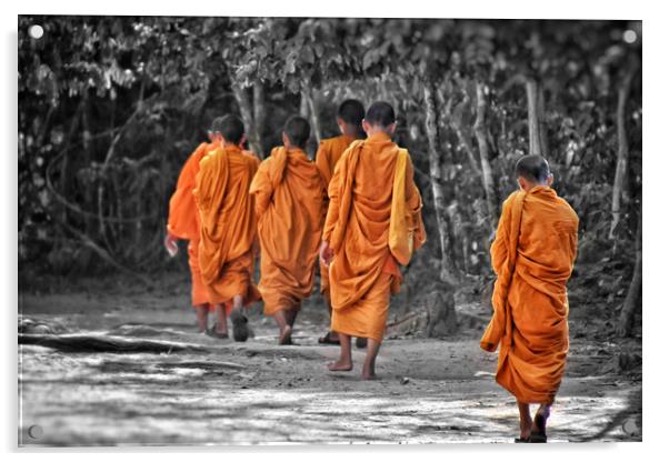 Buddhist Monks Acrylic by Scott Anderson