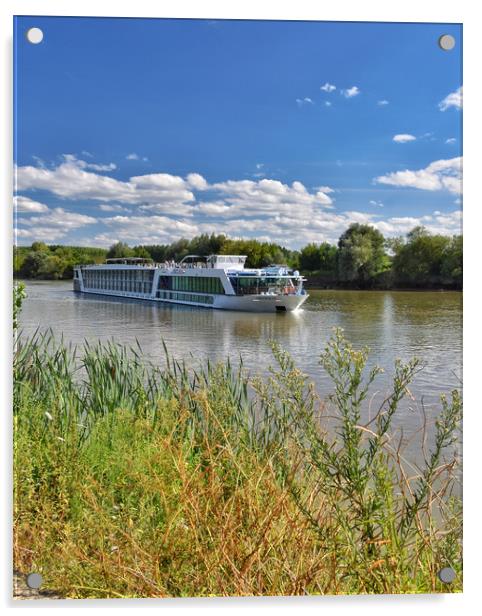 A river cruise boat in France Acrylic by Scott Anderson