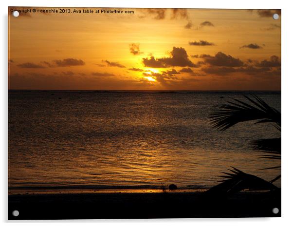 sunset from Aitutaki runway Acrylic by uk crunch