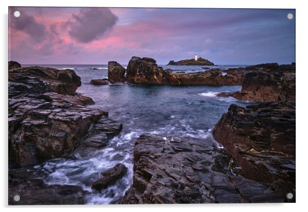 Sunrise at Godrevy Lighthouse, Cornwall Acrylic by Dan Ward