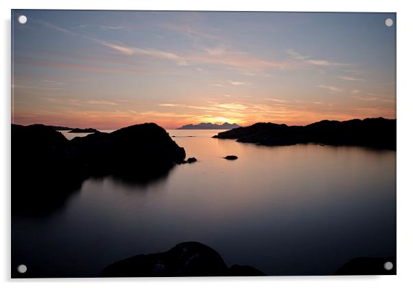 Sunset over Eigg and Rhum Acrylic by Dan Ward