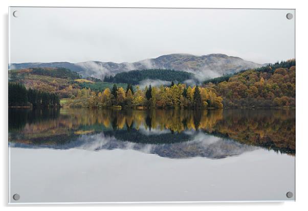 Loch Ard autumn reflections Acrylic by Dan Ward
