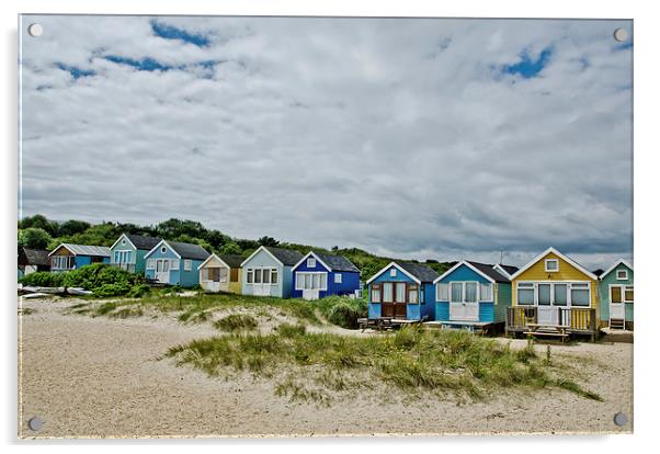 Beach huts on Mudeford Spit Acrylic by Dan Ward