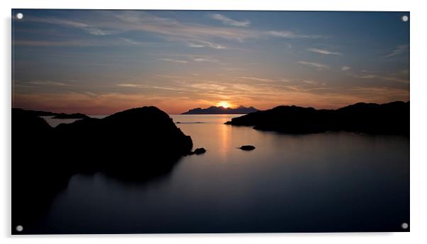 sunset over Eigg and Rum Acrylic by Dan Ward