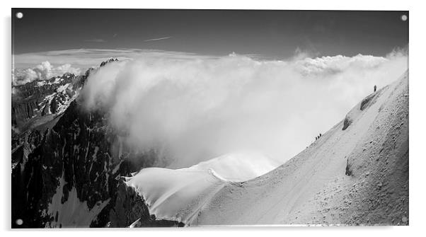  Climbing the ridge, Chamonix Acrylic by Dan Ward