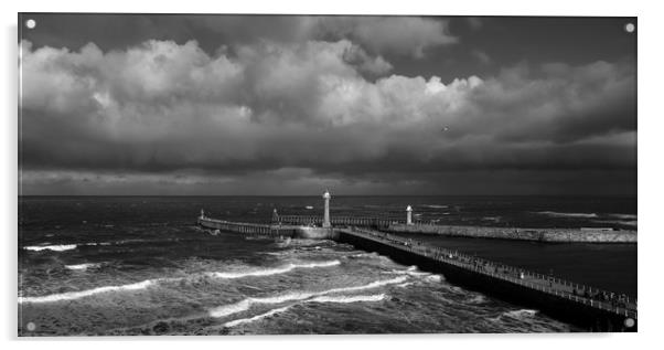 Stormy Skies over Whitby Pier  Acrylic by Dan Ward