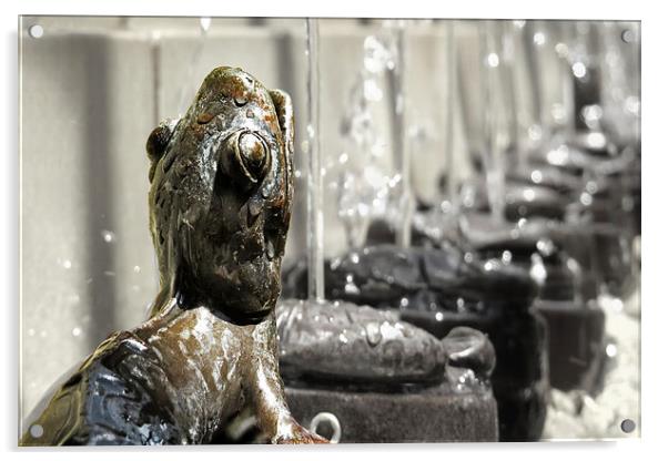  Salamander in the Fountain Acrylic by Tom and Dawn Gari