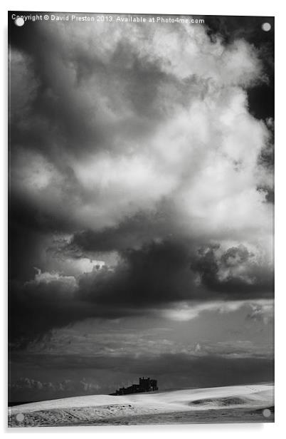 Bamburgh Castle and dramatic sky Acrylic by David Preston