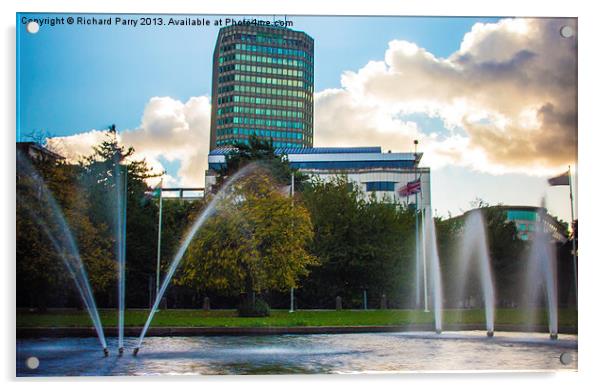 City Hall Fountains Acrylic by Richard Parry