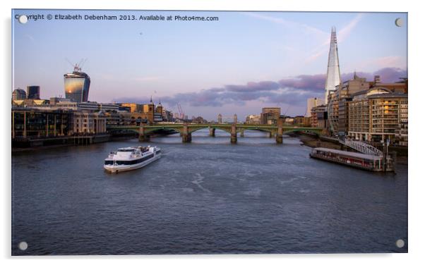 London skyline from Milennium Bridge. Acrylic by Elizabeth Debenham