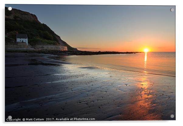 Runswick Bay Sunrise Acrylic by Matt Cottam