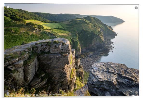 The rocky cliffs at the Valley of the Rocks Acrylic by Chris Warren